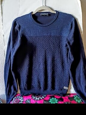 D&G Men's Navy Textured Knit Sweater sz L